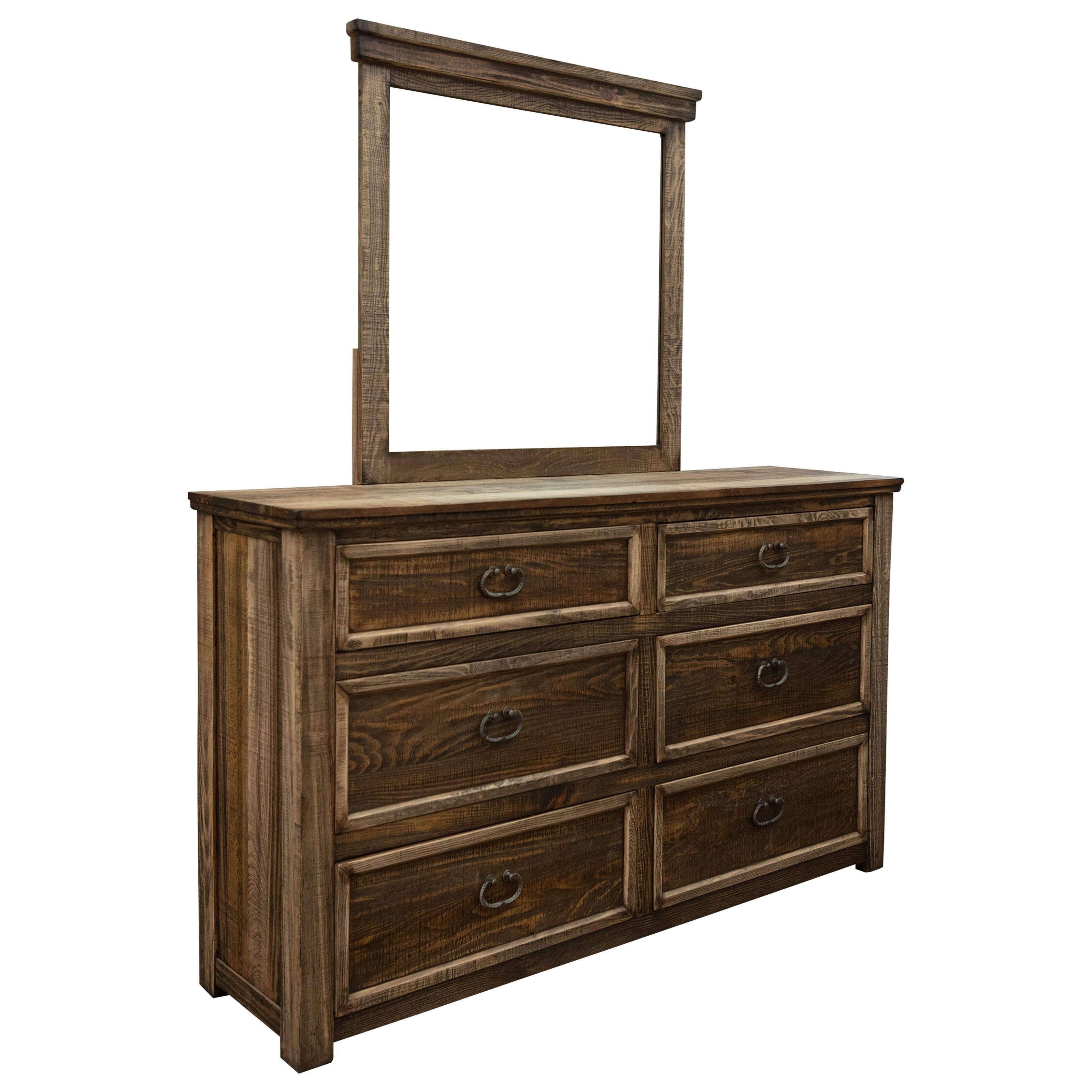 International Furniture Direct Montana Rustic Dresser and Mirror Set